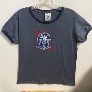 VTG 90s Pabst Blue Ribbon Beer Ringer T-Shirt